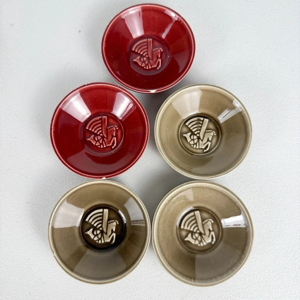 Vintage Air France First Class Ceramic Winged Seahorse Pegasus Dishes - Set of 5